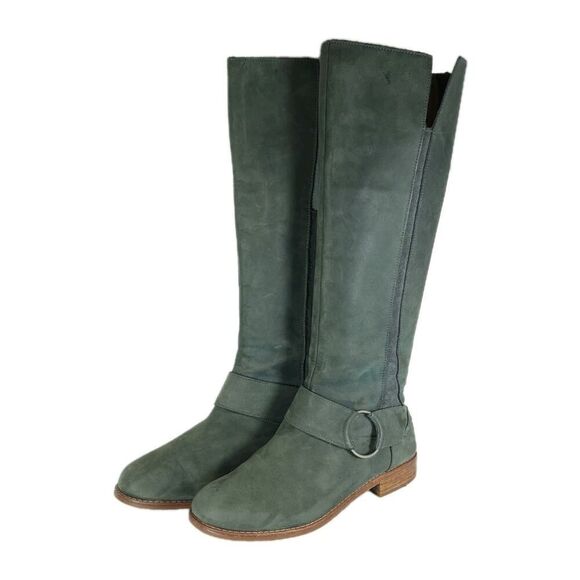 Olukai Women's Holo Lio II US11 Dark Green Leather Back Zip Tall Riding Boots - Picture 1 of 16